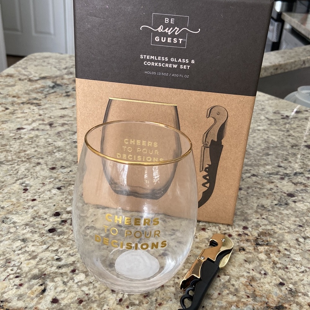 Cheers to pour decisions gift box glass and corkscrew new great gift